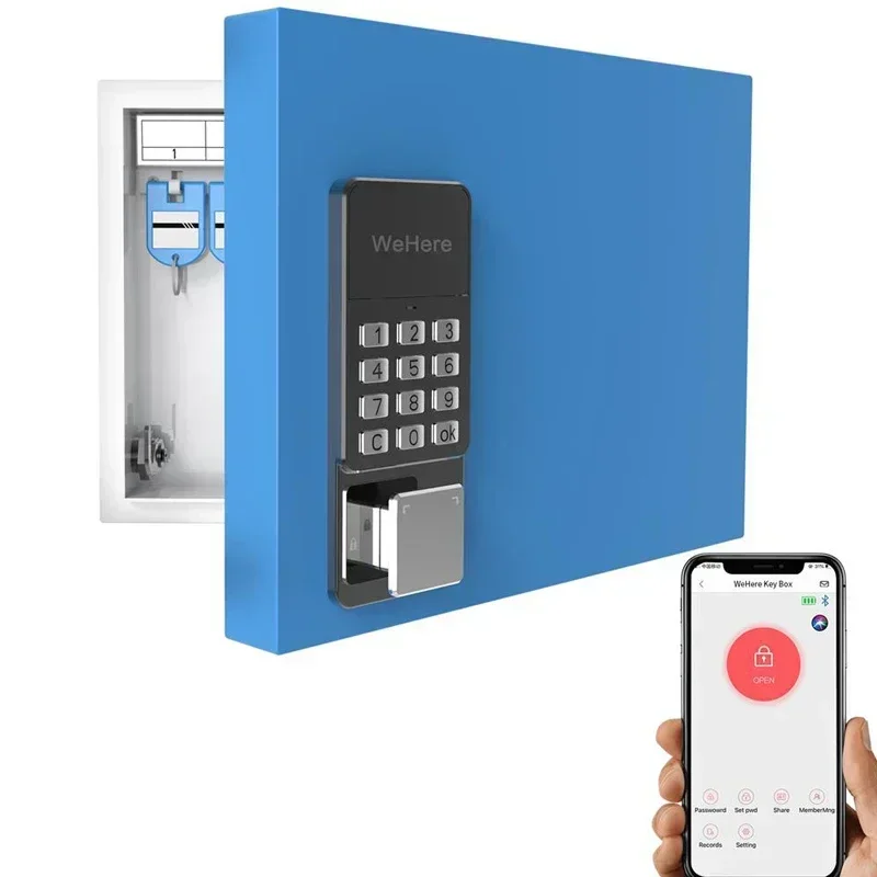 WeHere 16 Postion Steel Digital Key Safe Box APP Phone التحكم عن بعد كلمة المرور الذكية الإلكترونية للمفاتيح مفتاح صندوق الأمان