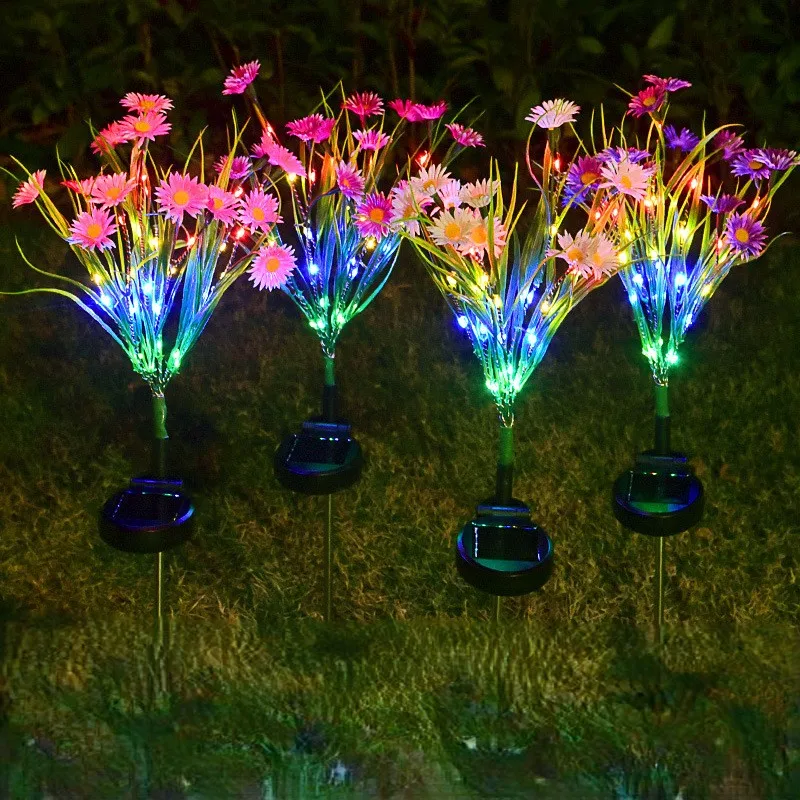 

Solar powered simulation flower lamp, LED color wildflower lamp, outdoor waterproof courtyard lawn ground plug-in lamp