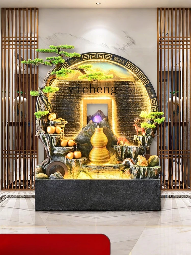 

ZZ entrance entrance water curtain wall running water wall living room running water fountain landscape housewarming