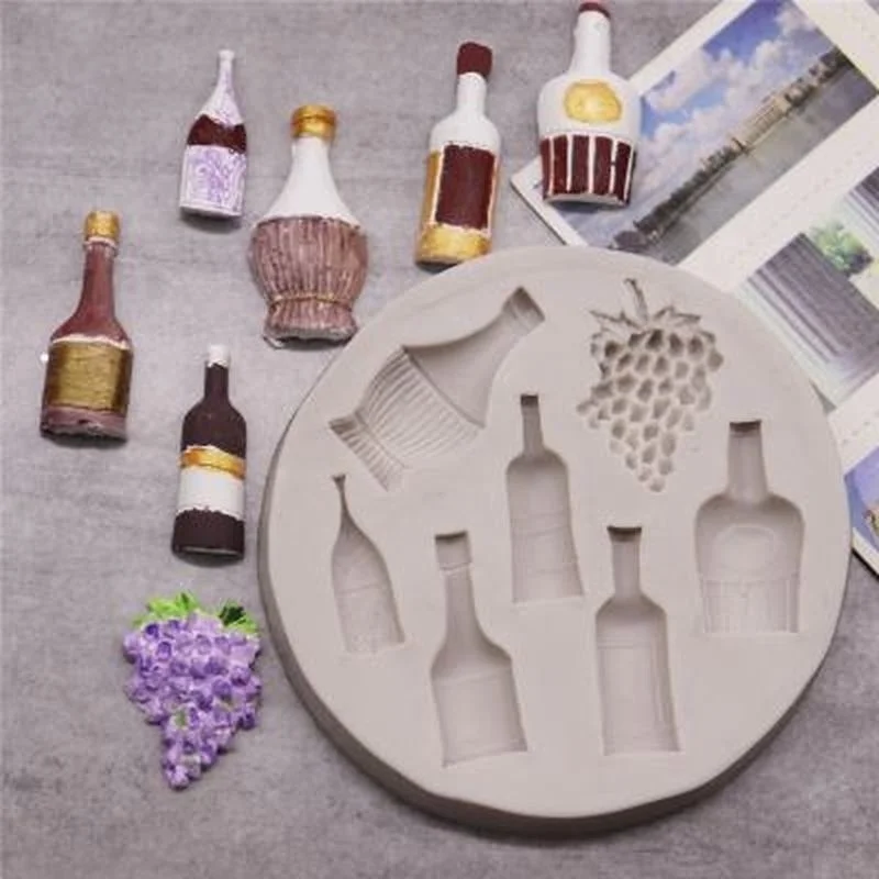 

Cake Tools Wine Bottle Grape Pot Silicone Mold Decorating Cupcake Decorating Fondant Tool Mould Chocolate Mold