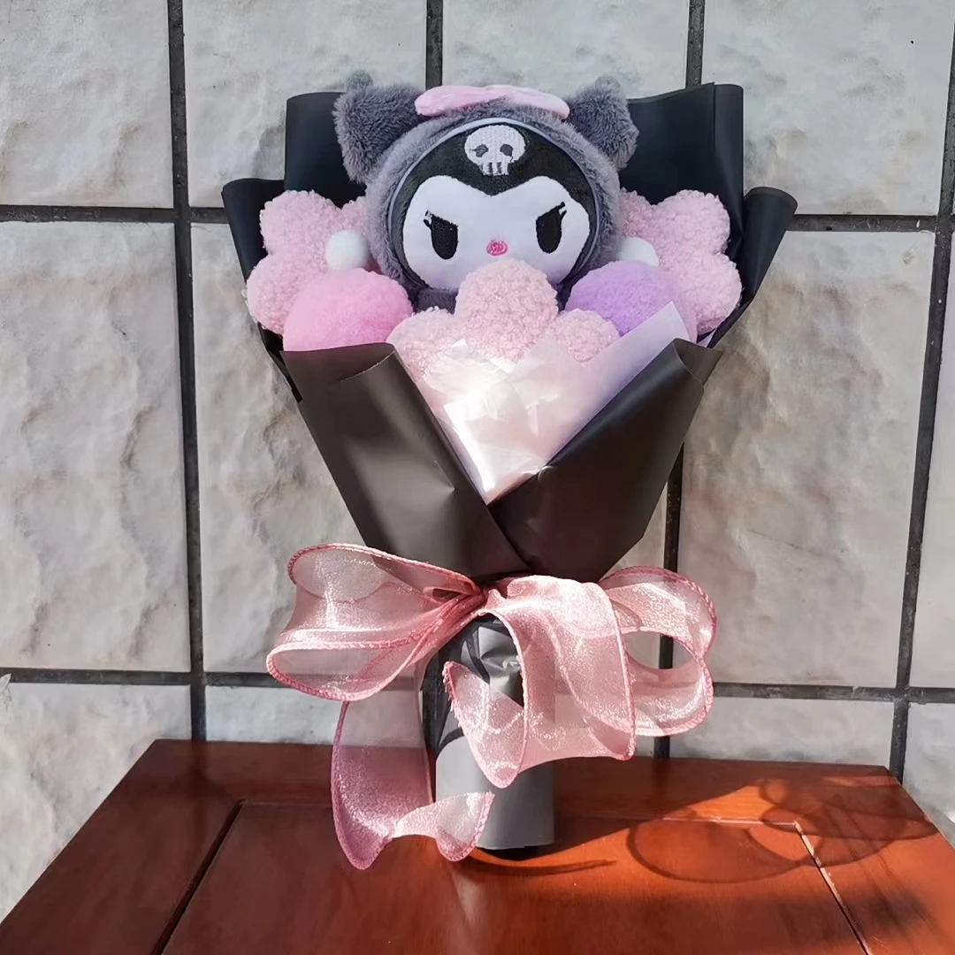 Kuromi Plush Doll Bouquet Sanrio Hello Kitty My Melody Cinnamoroll Stuffed Plushies Valentine's Day Christmas Birthday Gifts