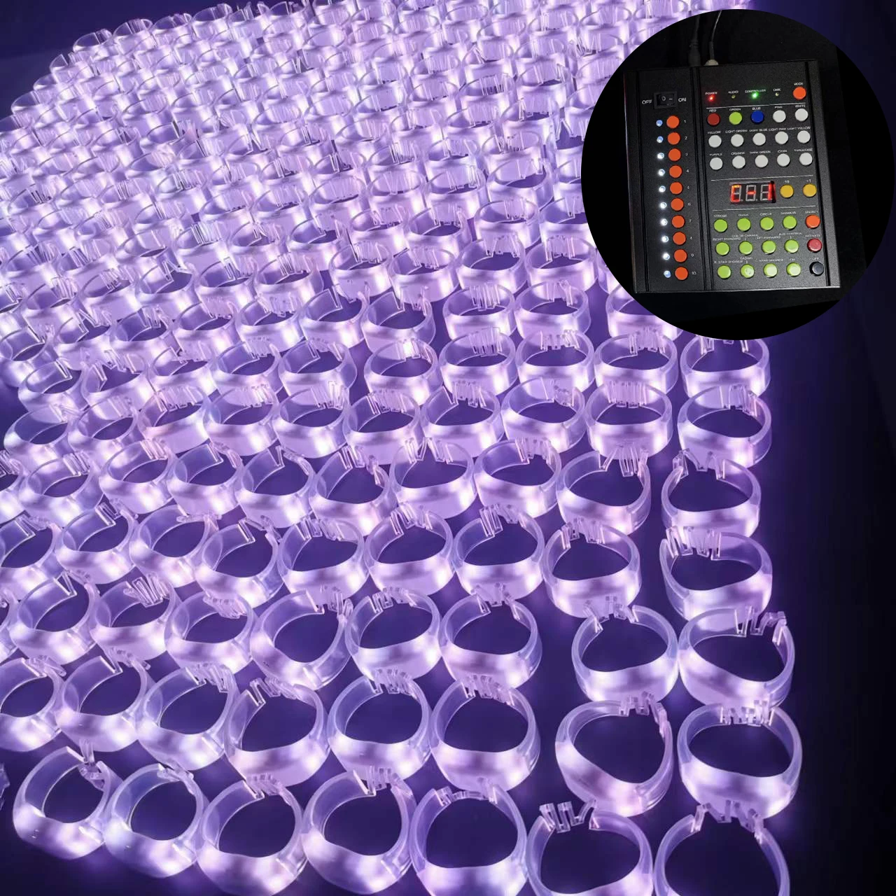 

LED TPU Glow Bracelets DMX Glowing Wristbands 100-1000pcs/Lot for Party, Music Club Event, with or without 43keys Remote Control