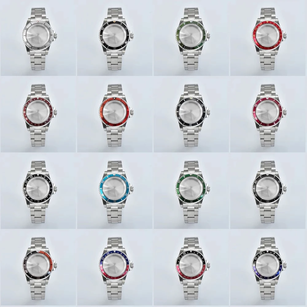 120 Click Domed Acrylic Mirror Retro Watch Case 39.5mm, 316L Stainless Steel Vintage Case Strap Set, for NH34 NH35 NH36 Movement