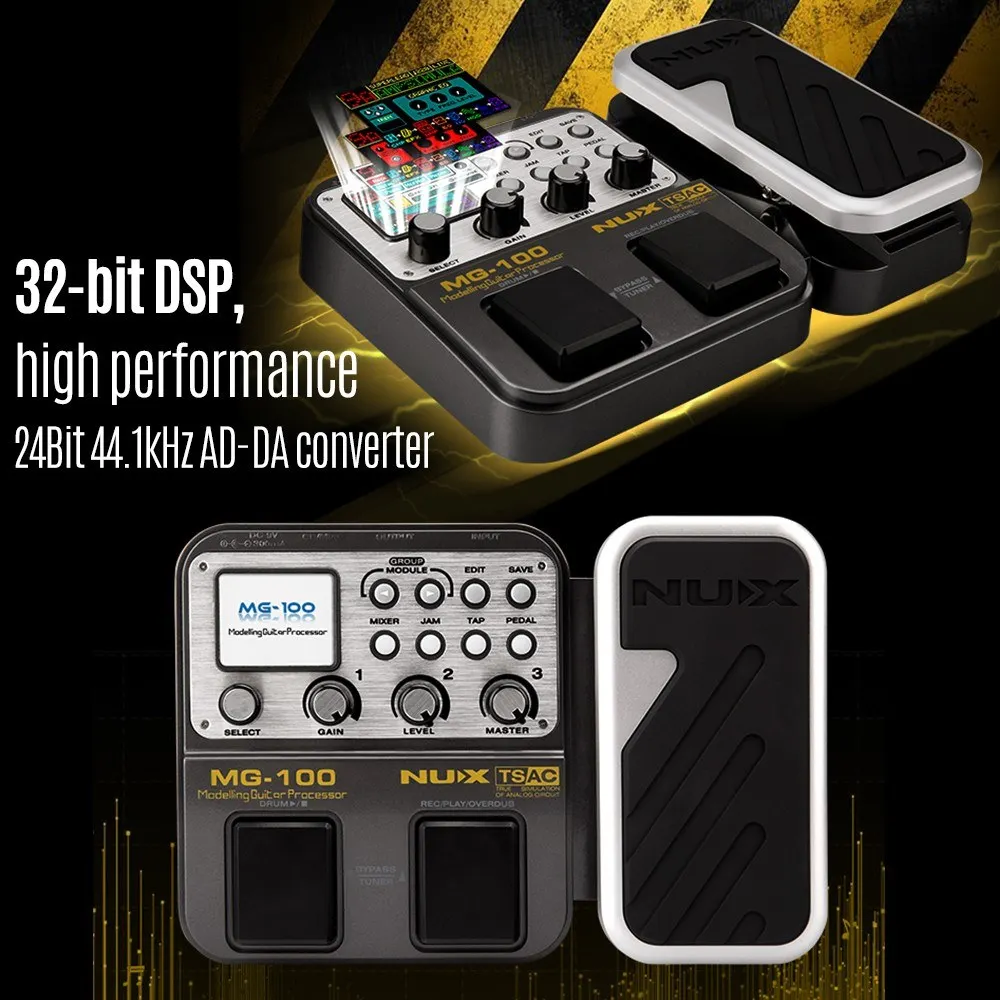 MG-100 Modeling Guitar Processor Guitar Effect Pedal Drum Tuner Recorder 58 Effect 72 Preset Multi-function