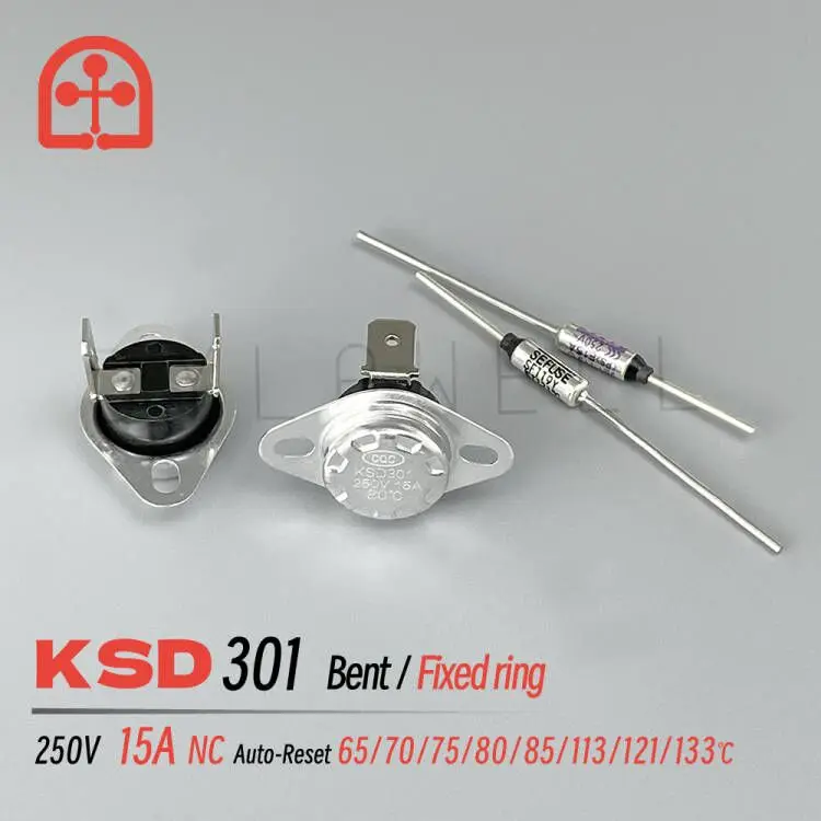 KSD301 250V 15A 65 85 113 121 133 Celsuis Degree fuse temperature control switch suitable for air conditioning