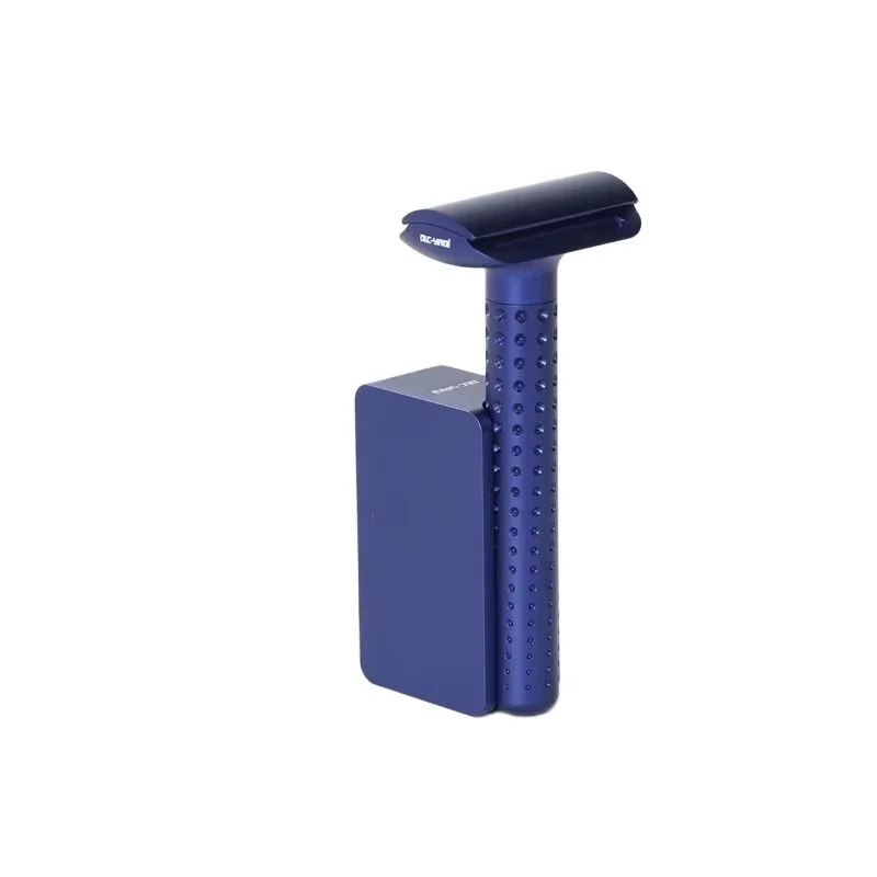 2026 Yaqi Sputnik Men's Safety Razor Dark Blue Aluminum Handle with Holder Classic Shaving Razor for Men