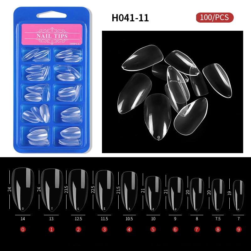 100pcs Fake Nails Full Cover Transparent False Nails Capsule Reusable Tips For Acrylic Nails Fingernails Art Accessories