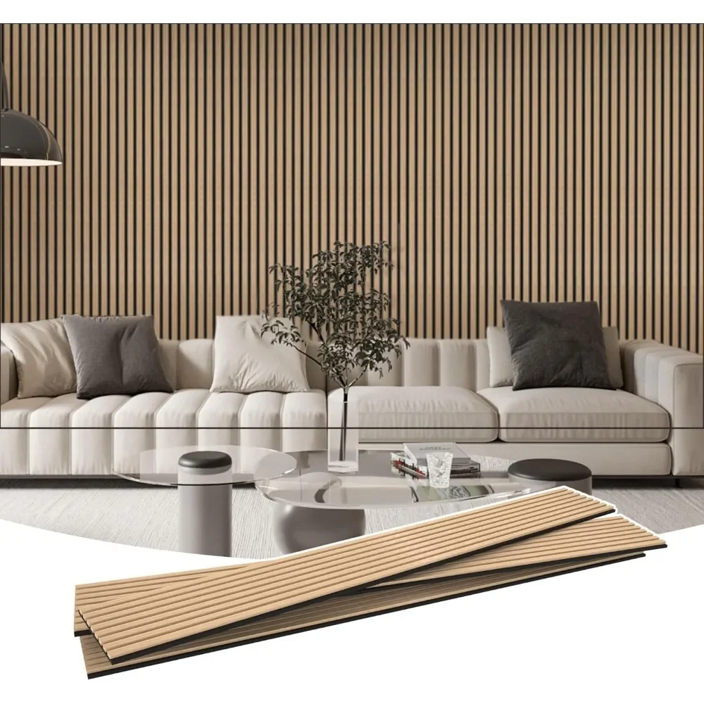 Paneles de madera para pared, paneles de pared, paneles de pared de madera 3D con chapa de madera maciza, paquete de 2, 94,48 "x 11,02" x 0,82 "cada uno