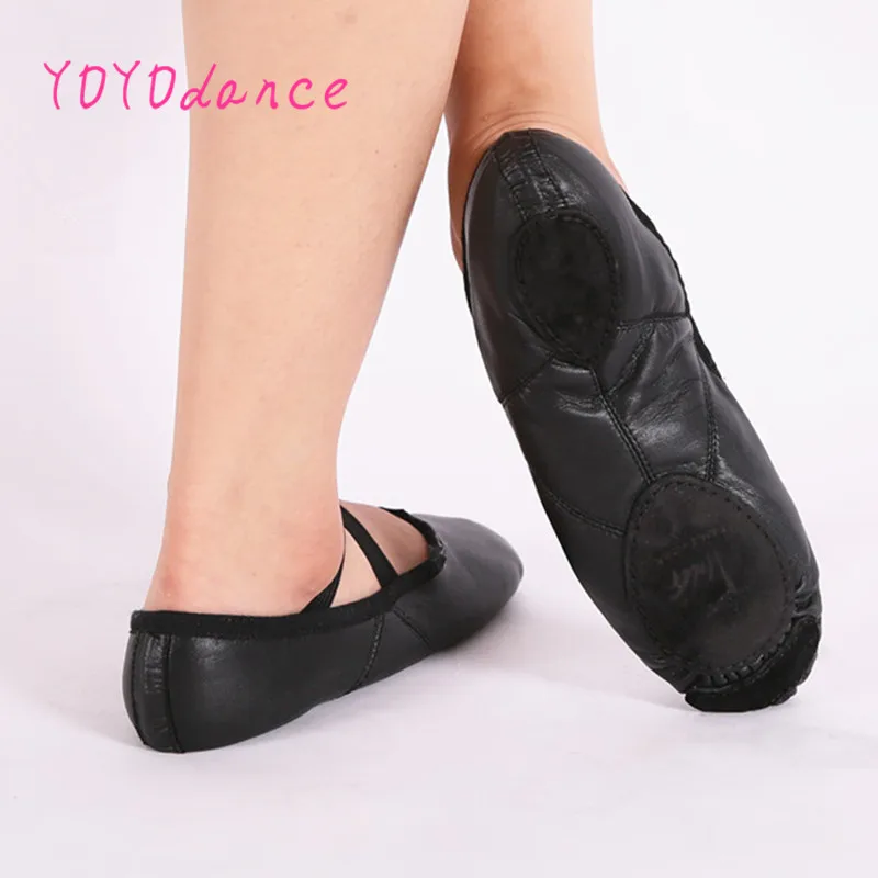 Flache Doppel Elastische Leder für Frau Yoga Zapatos De Punta Apatillas Rosa Schwarz Ballett Schuhe