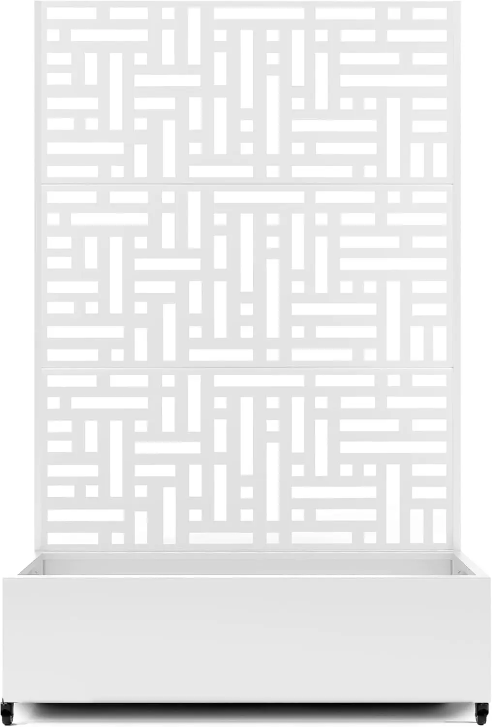 

Raised Garden Bed with Trellis and Wheels,73"x47"x16" Metal Raised Garden Bed,White Modern Metal Planter with Climbing Trellis f