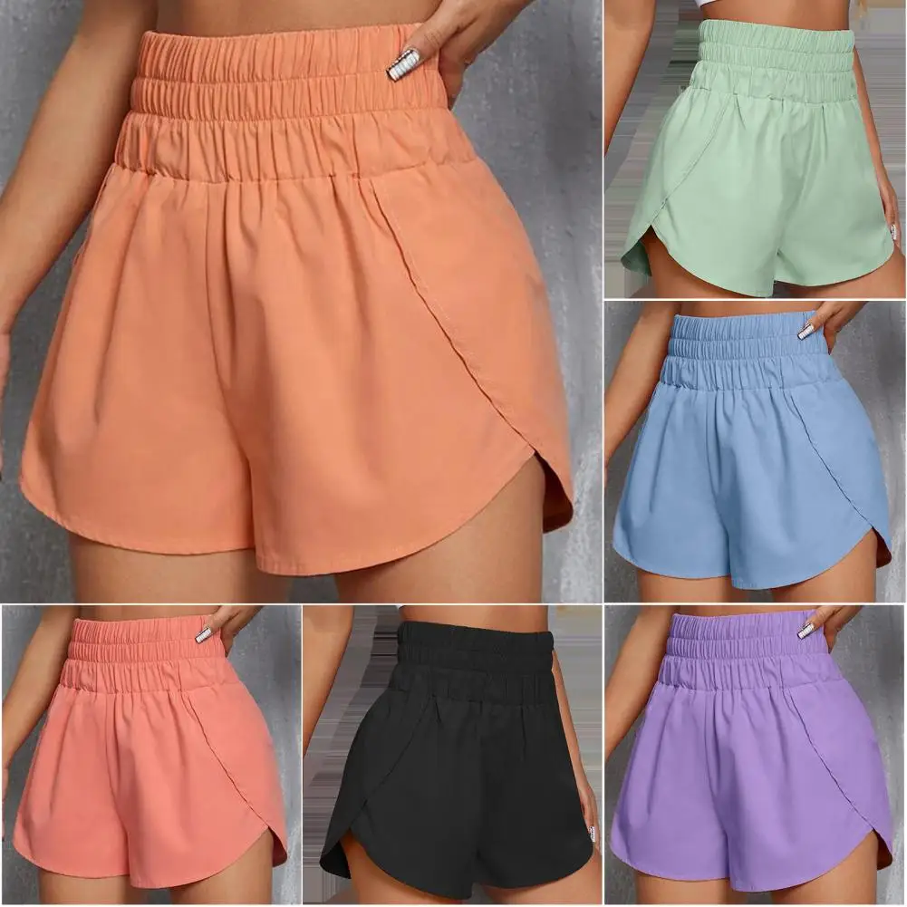 Women Sports Shorts Solid Color Loose Summer Woman High Waist Split Comfortable Sports Shorts Workout Daily Clothes Fitness