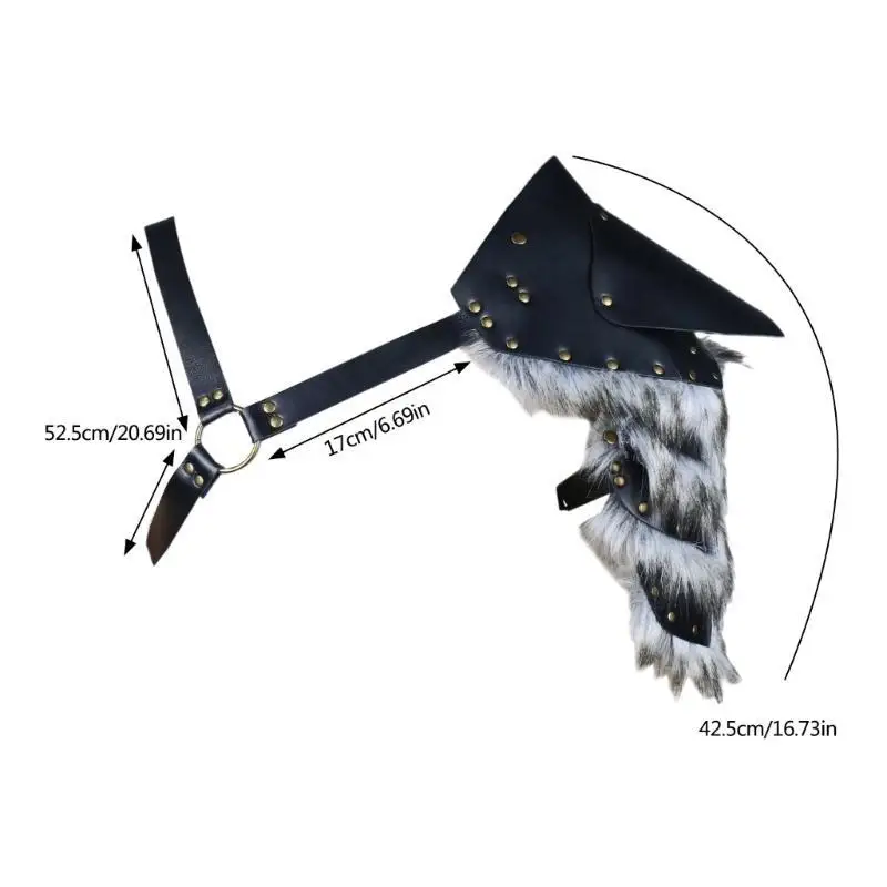 39BD męskie średniowieczne naramienniki regulowany pas na klatkę piersiową futrzane wykończenia naramienniki naramienniki do