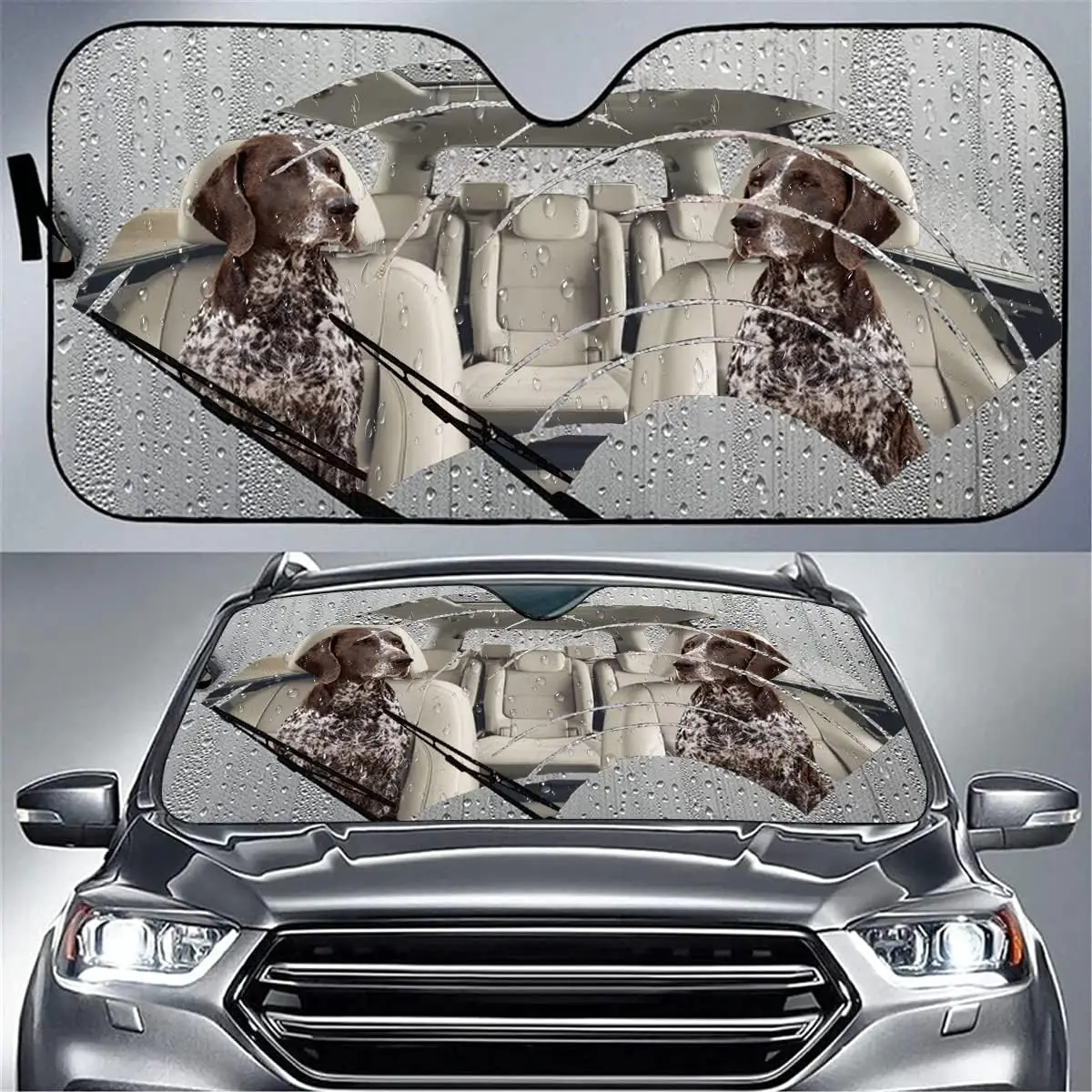 Catholic German Shorthaired Pointer in Car Sunshade Cute Dog Driving Sunshade, Gift for Lovers Windshield Durable Material Auto