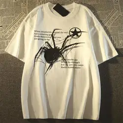 Y2K Korean T-Shirts Summer Hip Hop Men Streetwear Retro Spider Graphic Harajuku Short Sleeve T-Shirts Oversized Tops Tees 8XL