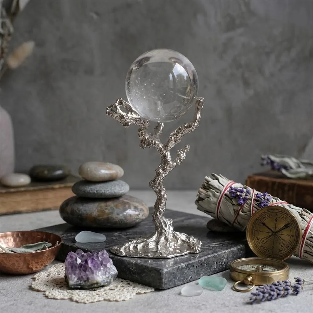 Metal Tree Branch Crystal Sphere Stand Holder Gold Silver Gemstone Ball Display Base for Rose Quartz Spheres Mineral Specimen