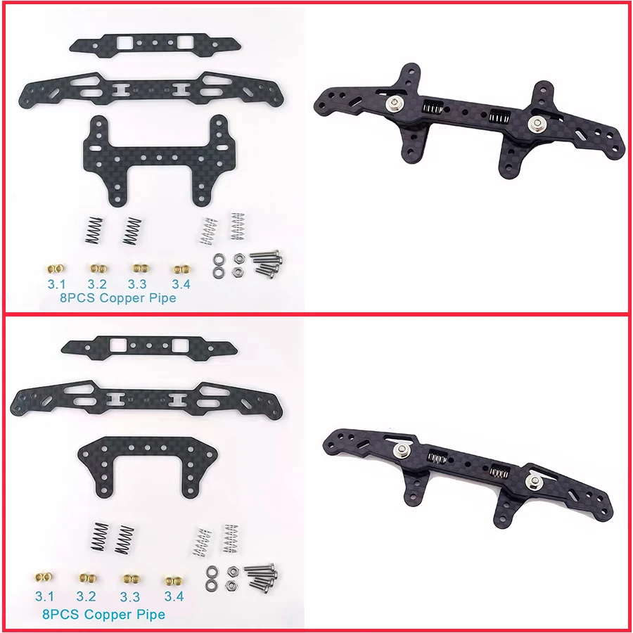 3mm Carbon Fiber Spring Wide Rear Plate And Front Rear Plate Custom Parts for Tamiya MINI/4WD - Racing Upgrade Kit