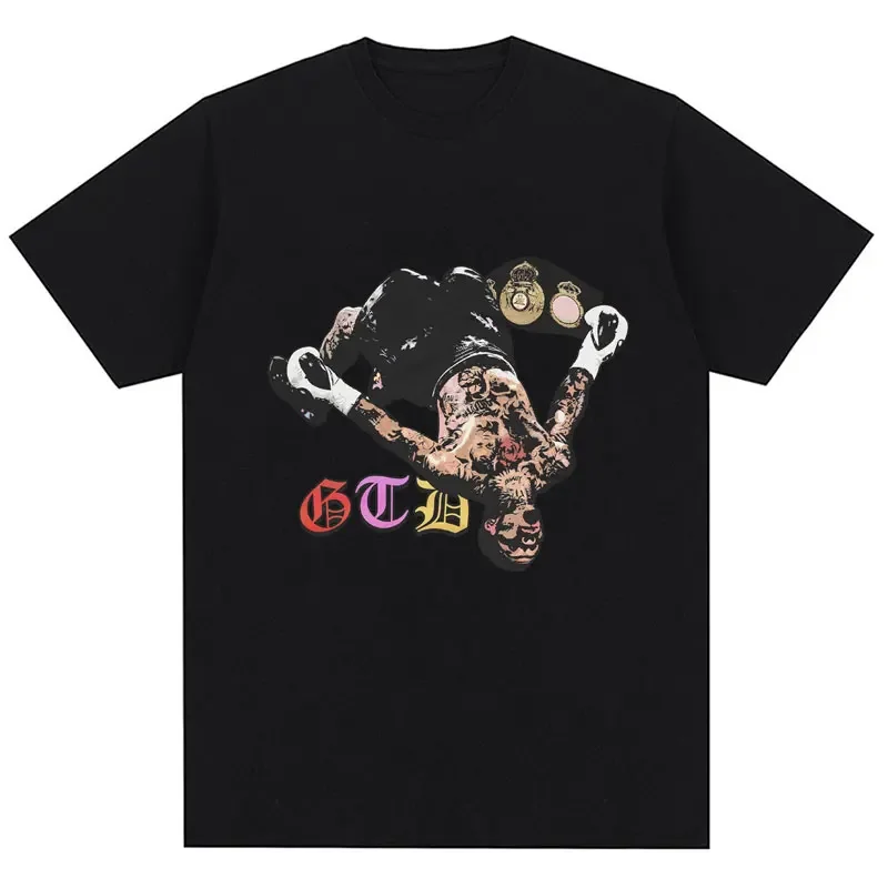 

Summer men's Tank Gervonta Davis boxing champion figure print 100% pure cotton short-sleeved streetwear