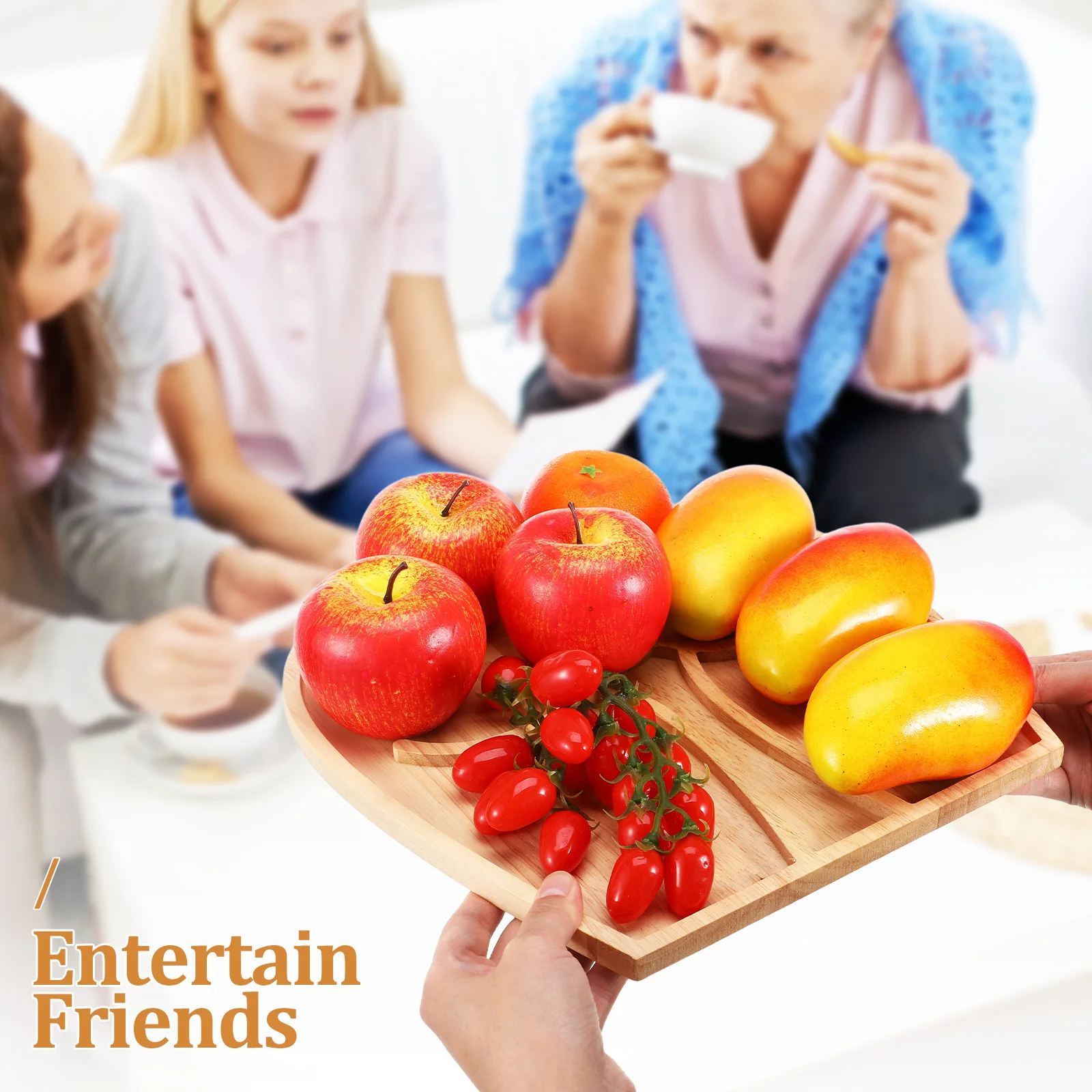 Wood Plate Decor Creative Fruit Serving Tray for Snacks Chocolates Nuts Cakes Kitchen Dining Room Cafe Restaurant Home Use