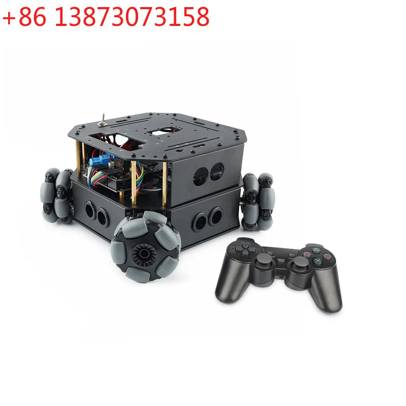 4WD Omni Wheel Robot Car Robot Arm Chassis Ps2 Wireless Handle Programmmable RC Car for Arduino Robot DIY Kit Obstacle Avoidance