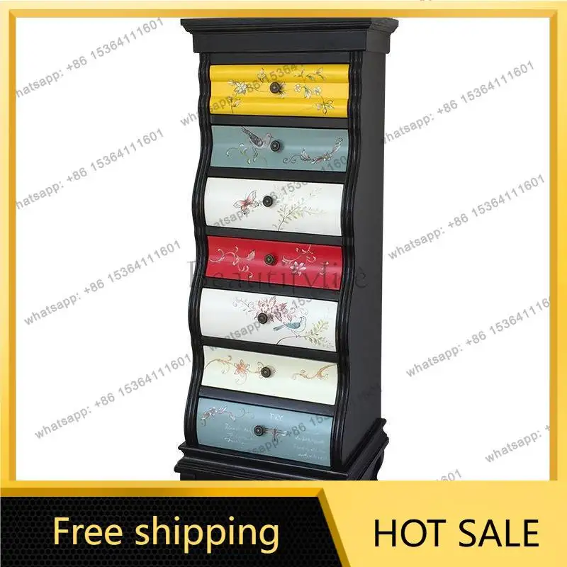 XX. American living room bedroom wall decoration storage sea retro painted entrance cabinet