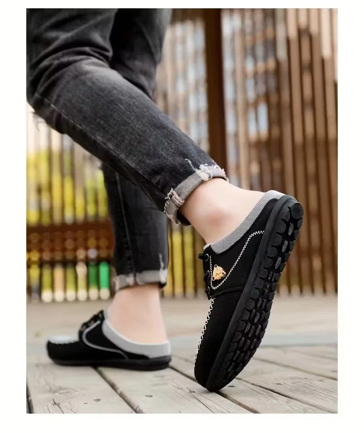 Lässige, atmungsaktive Mesh-Slip-On-Herrenschuhe ohne Absatz, Slip-On-Clogs, leichte, vielseitige Sommersandalen für den Außenbereich, bequeme Freizeit-Pantoletten mit weicher Sohle – Detail 4