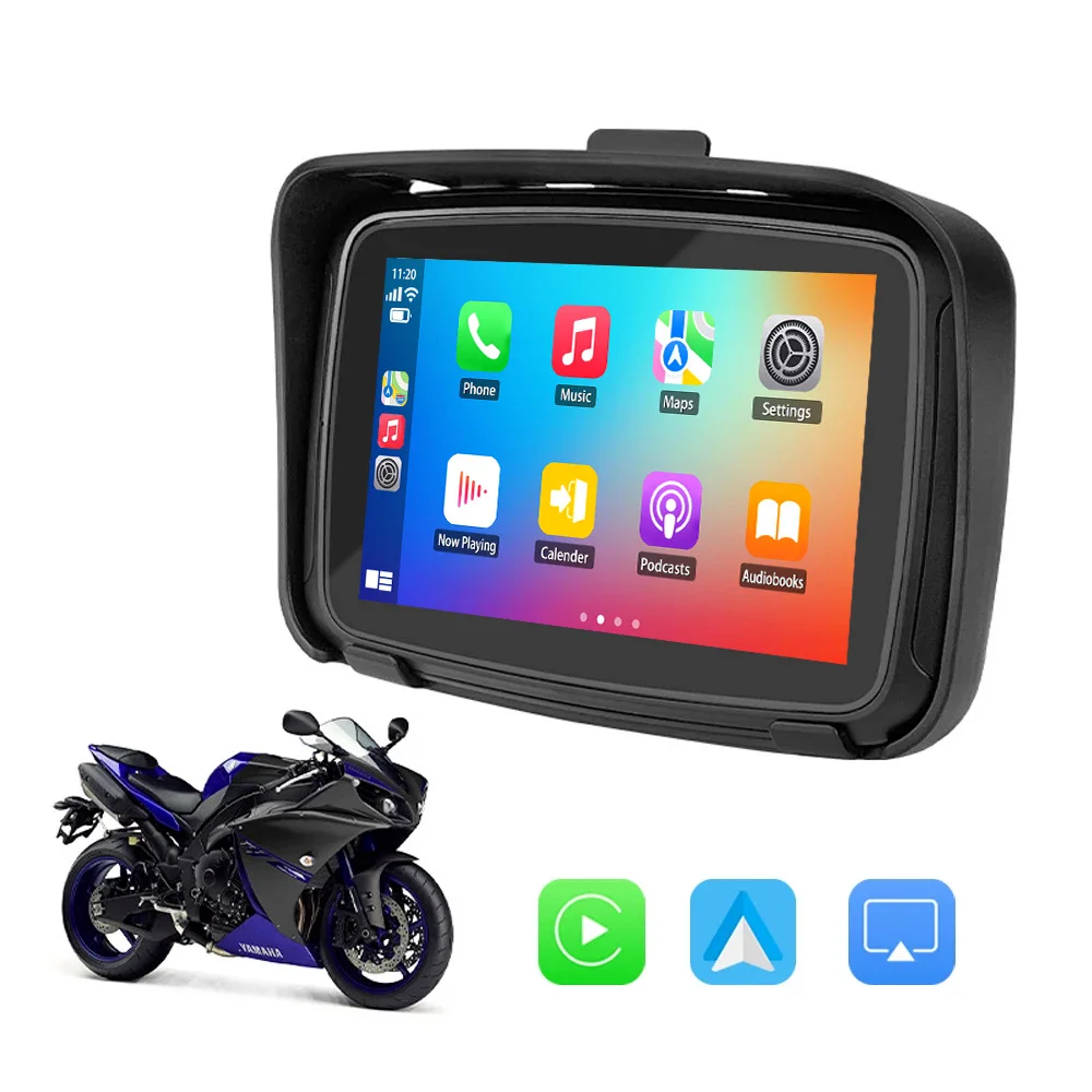 

Stereo 5 Inch Waterproof Apple Carplay Screen for Motorcycle Navigation Receiver BT Universal Wireless Android Auto Monitor