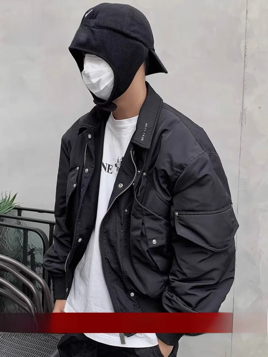 

ALYX Functional Flight Bomber Jaet Workwear Coat Multiple kets Loose Thiened Zipper Cotton Clothes for Youth