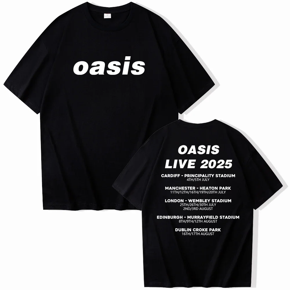 

Памятная футболка OASIS Live 25 Tour 2025 с круглым вырезом и коротким рукавом, идеальный подарок для любителей музыки, для мужчин и женщин, повседневная