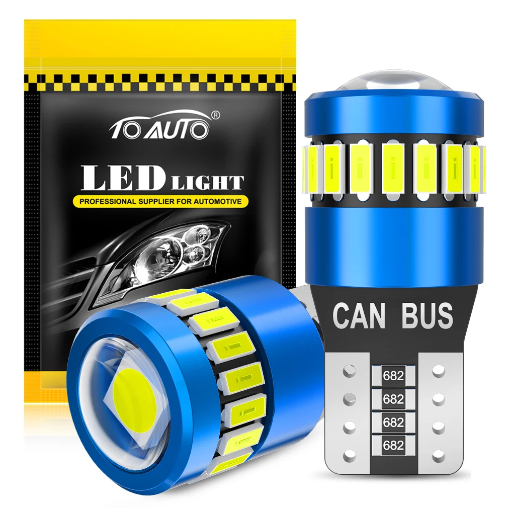 2pcs T10 W5W Canbus LED Car Interior Side Light 194 3030 SMD 5W Car Dome Reading License Plate Light Signal Lamp 6500K 12V