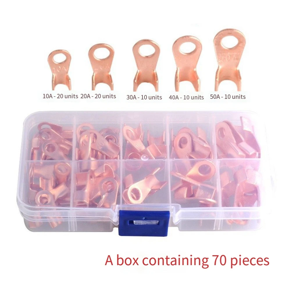 For Electrical Equipment Copper Ring Terminal Kits Weight About 175g Copper Ring Lug Terminals Terminator OT-10A To OT-50A