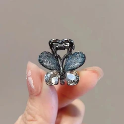 Black Crystal Butterfly Small Hair Claw Forehead Bangs Clip Side Mini Hair Slide Female Princess Head Top Clip Headwear