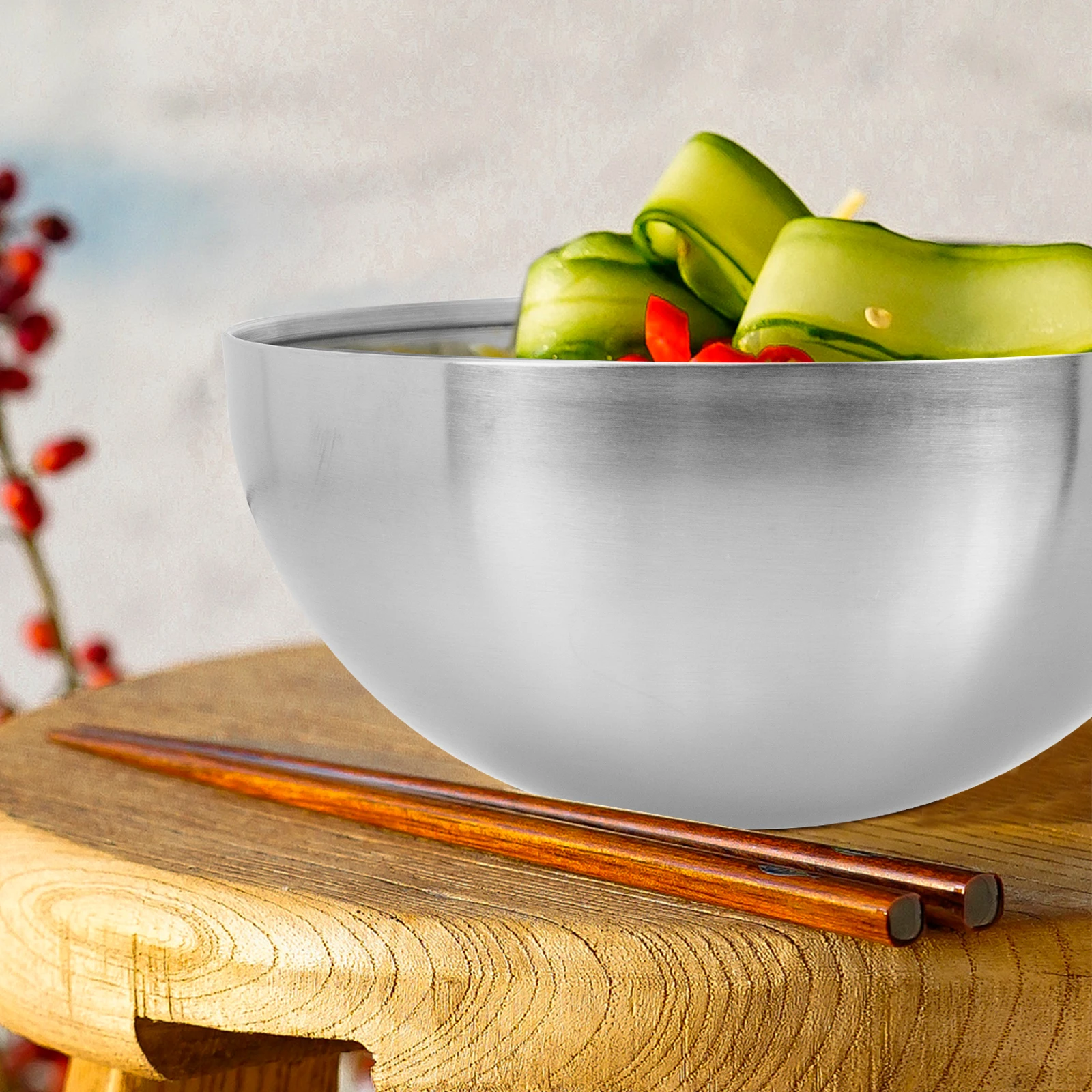 

Stainless Steel Salad Bowl 304 Heavy Duty Kitchen Tableware Multi-Function Food Serving Bowl For Fruit Dessert Snack Soup