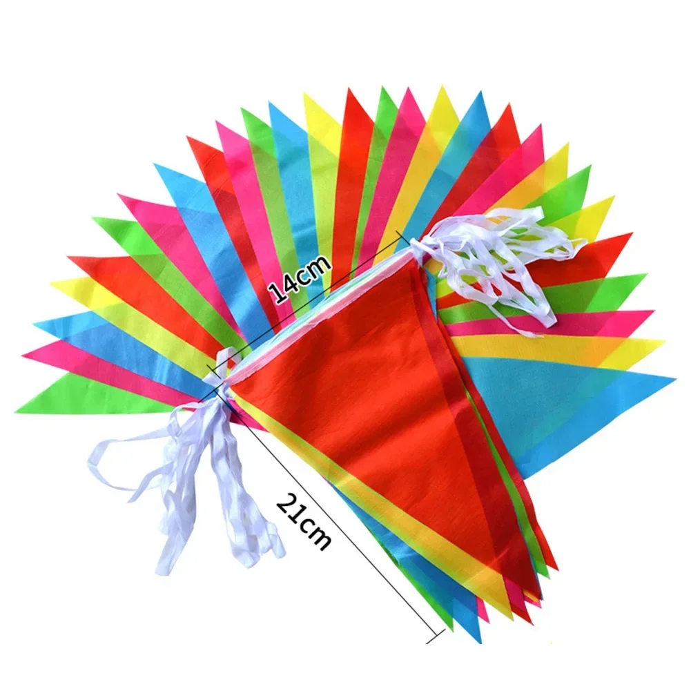 50M 100 Flags Multicolored Triangle Flags Bunting Party Banner Triangle Garland For Kindergarten Wedding Shop Street Party Decor