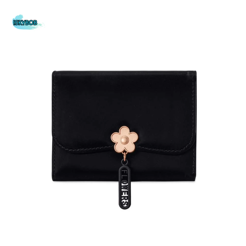 

Card Pouch Portable Candy Color Wallet Pouch PVC Short Leather Purse Anti-splash Water Multiple Card Three Fold Card Bag Women