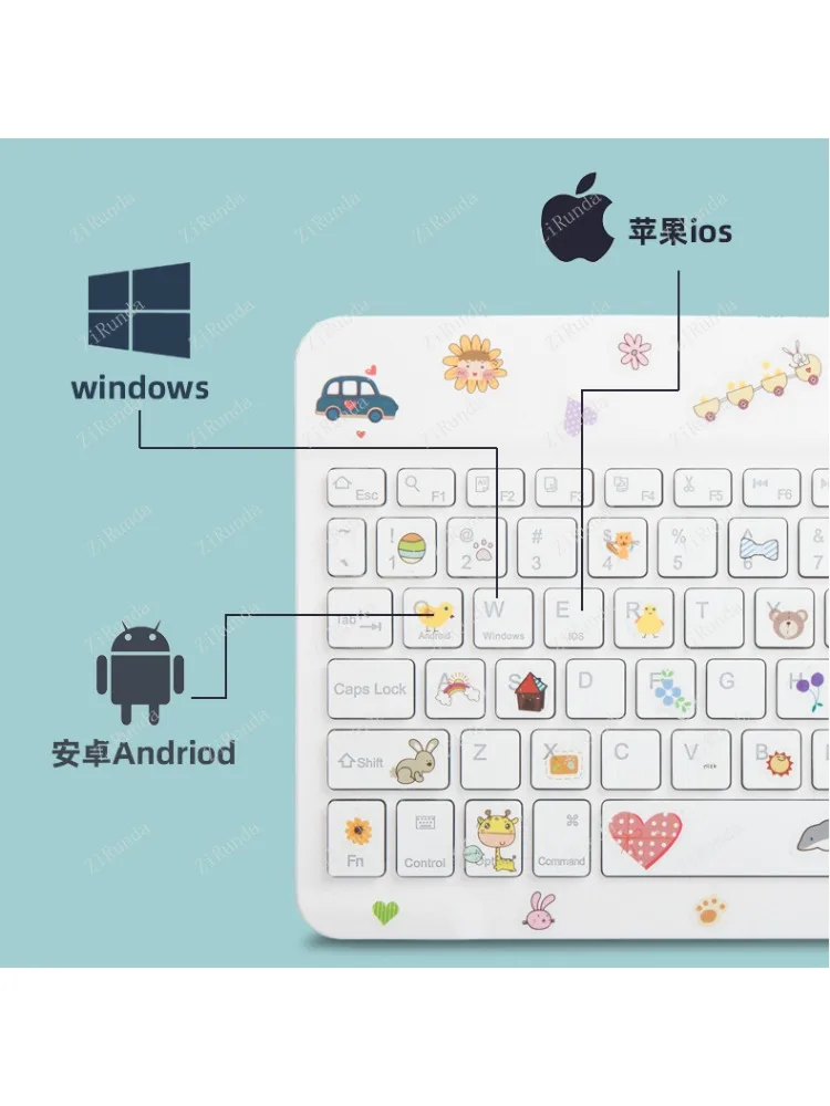 Wireless Bluetooth Keyboard With Touch, Portable Cute Universal Mouse Set