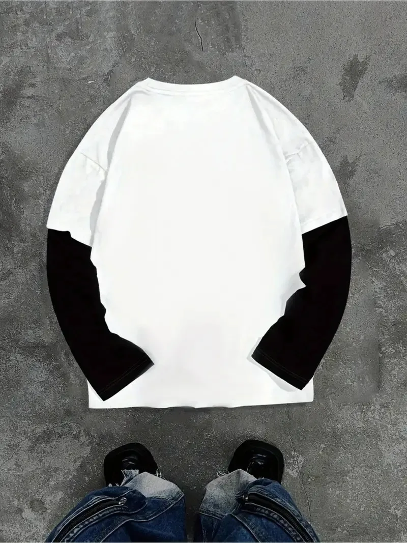 New Men's Long-Sleeved T-Shirt for Spring and Autumn 2025 Featuring Street Fashion and Comfort with 3D Digital Pattern Printing