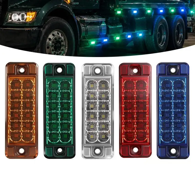 2PCS 12V 24V 12LED Side Marker Lights Car External Lamp Indicator Rear Tail Light Trailer Truck Lorry Boat Accessories Warning