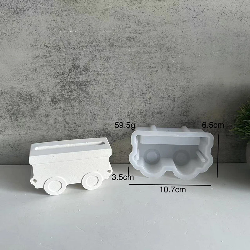 3D Train Candlestick Silicone Mold DIY Cute Train Candle Holder Plug-in Creative Home Tabletop Decoration Plaster Drop Glue Mold