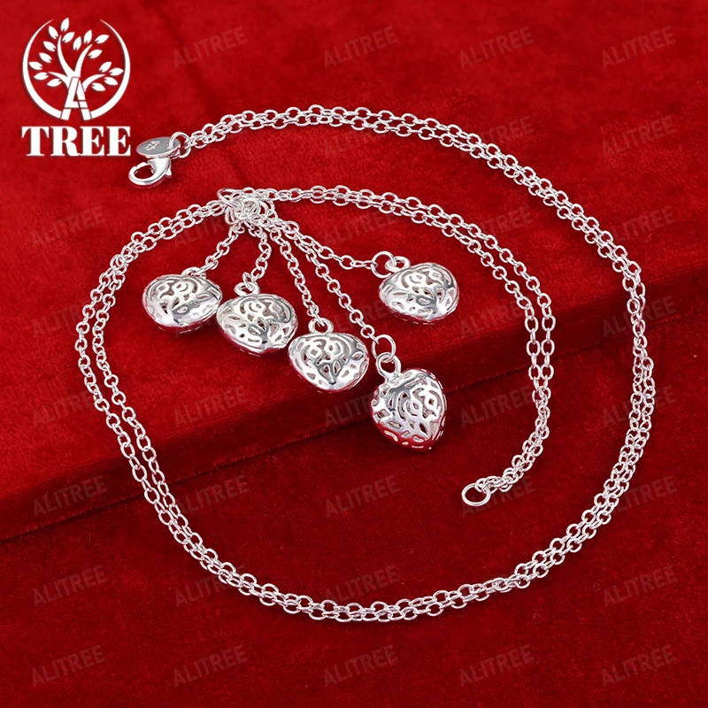 

New 925 Sterling Silver Five Heart Pendant Necklace For Women Romantic Valentine's Day Jewelry Birthday Party Gifts Accessories