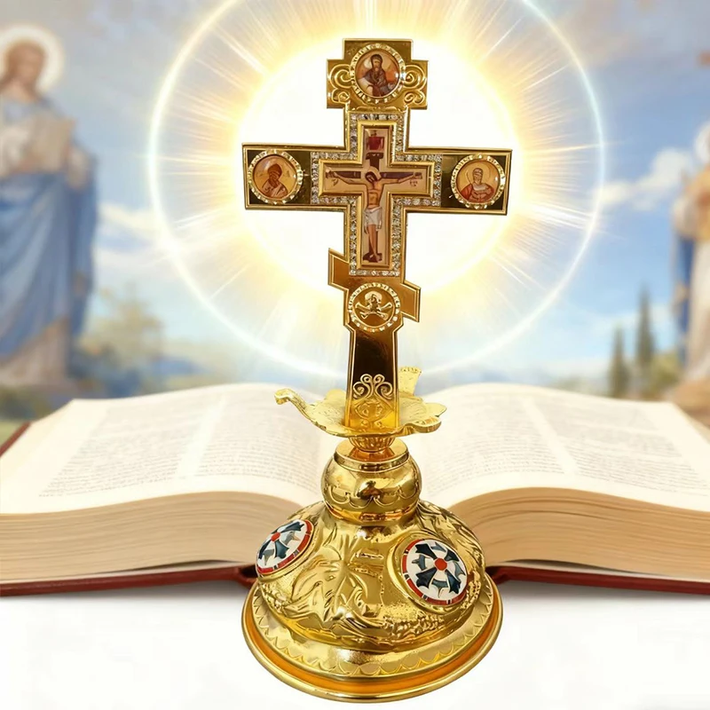 

New 2026 Orthodox Church Cross Supplies Decoration Religious Hanging Cross To Blessing Gold Planting With Stand Orthodox Cross