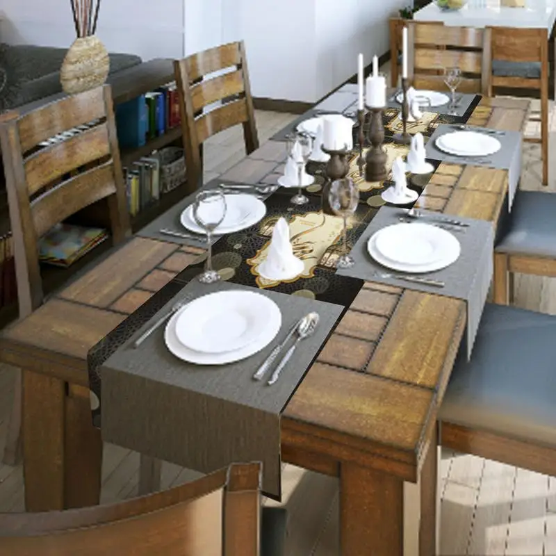 EID Mubarak настольная дорожка раньше для дома скатерть Рамадан кареем Eid Al Adha подарки исламское мусульманское драгоценное украшение