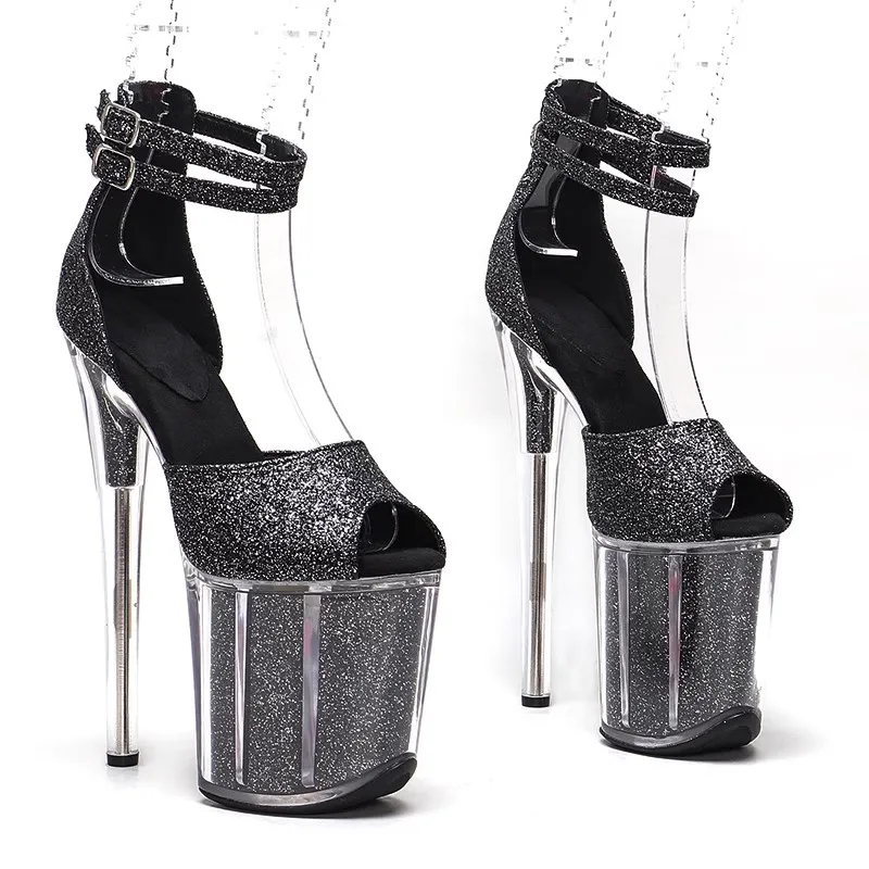 

20cm/8inches Shiny PU Upper Open Toe Electroplate Platform High Heel Sandals Sexy Model Shoes Pole Dance Shoes 112