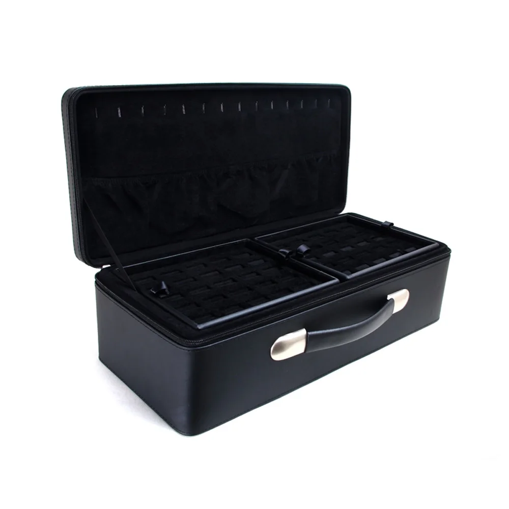 Large Capacity PU Leather Jewelry Box Handheld able Case for Rings and Watches Convenient Carrying and Storage
