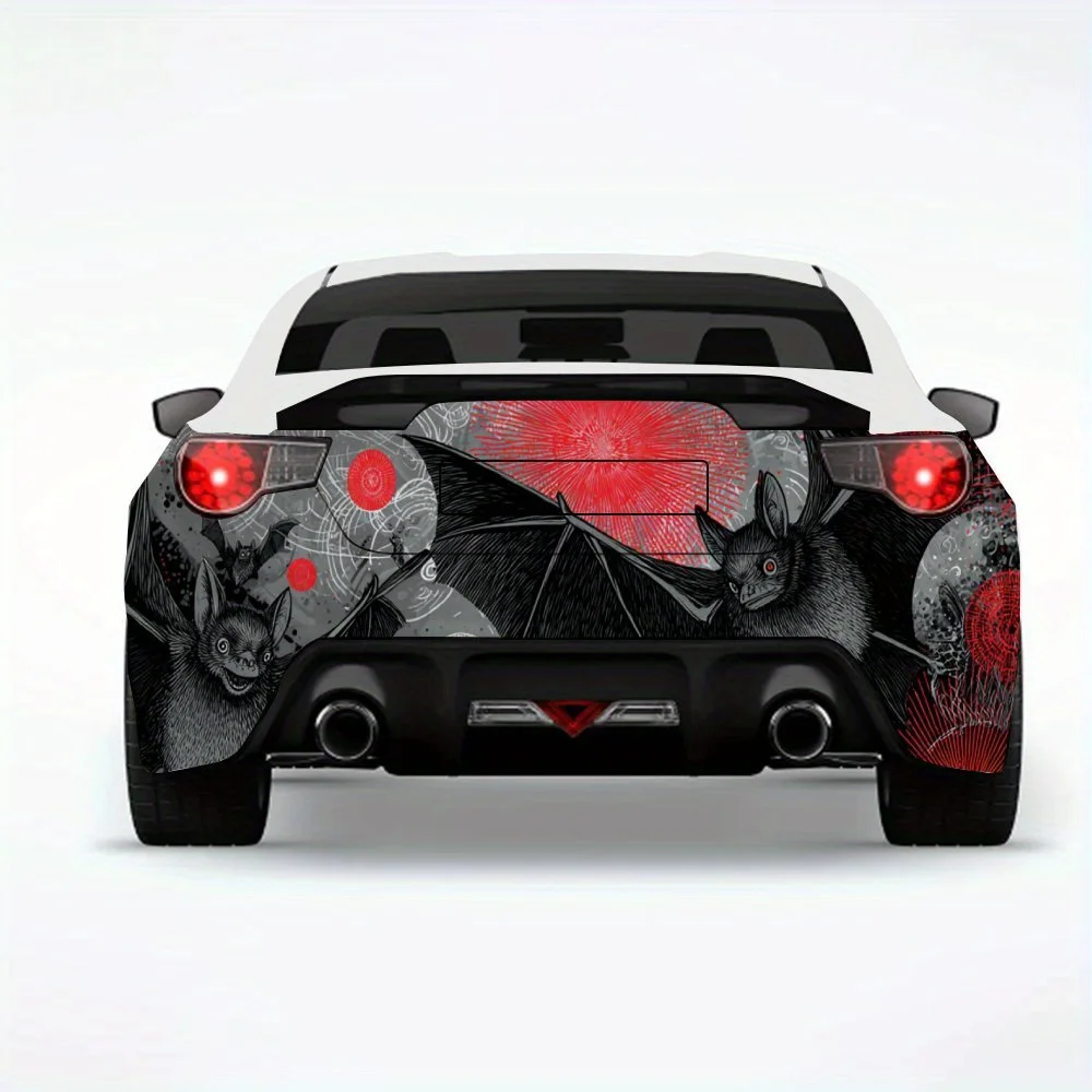 

Mysterious Bat with Red Moon Car Sticker,Vinyl Decal for Car Rear, Waterproof Self-Adhesive Vinyl Stickers for Vehicle Tail and