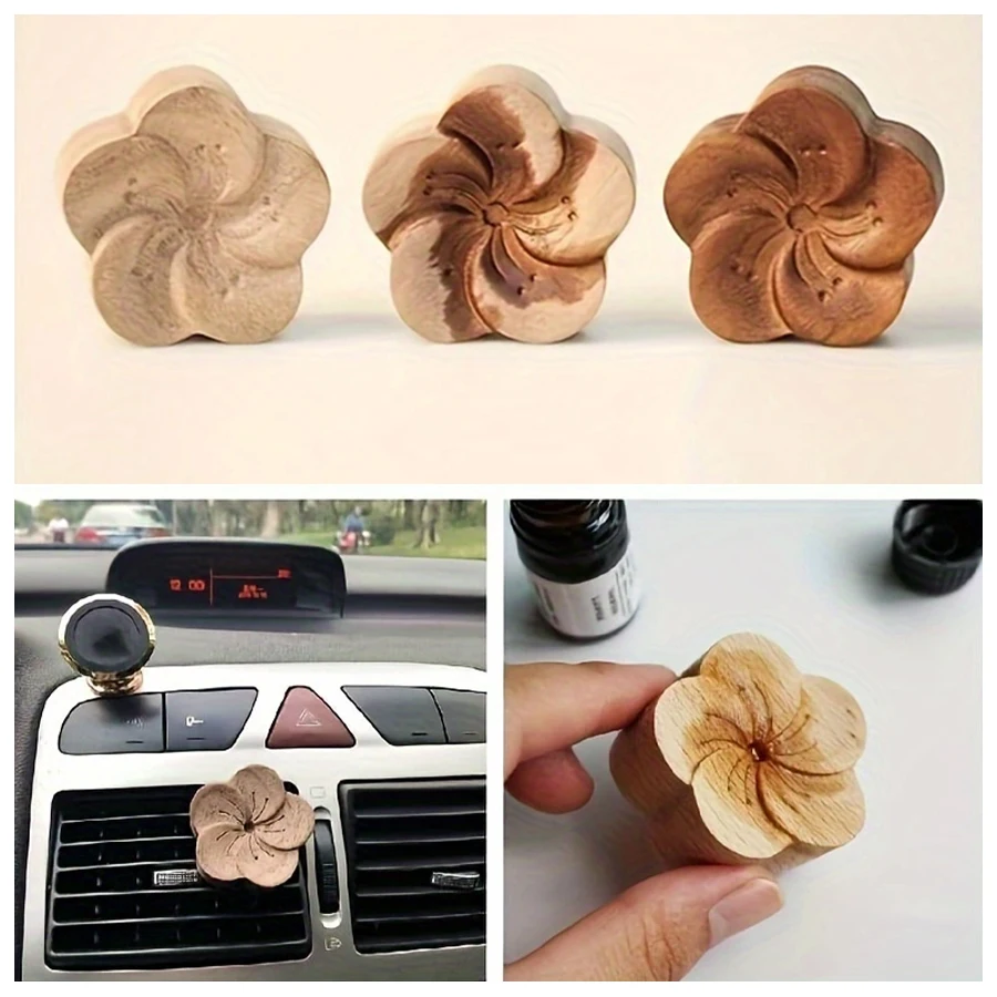 DIY fragrance No perfume wooden flower diffuser vent clip ornament car air fresheners decorations accessories aromatherapy women