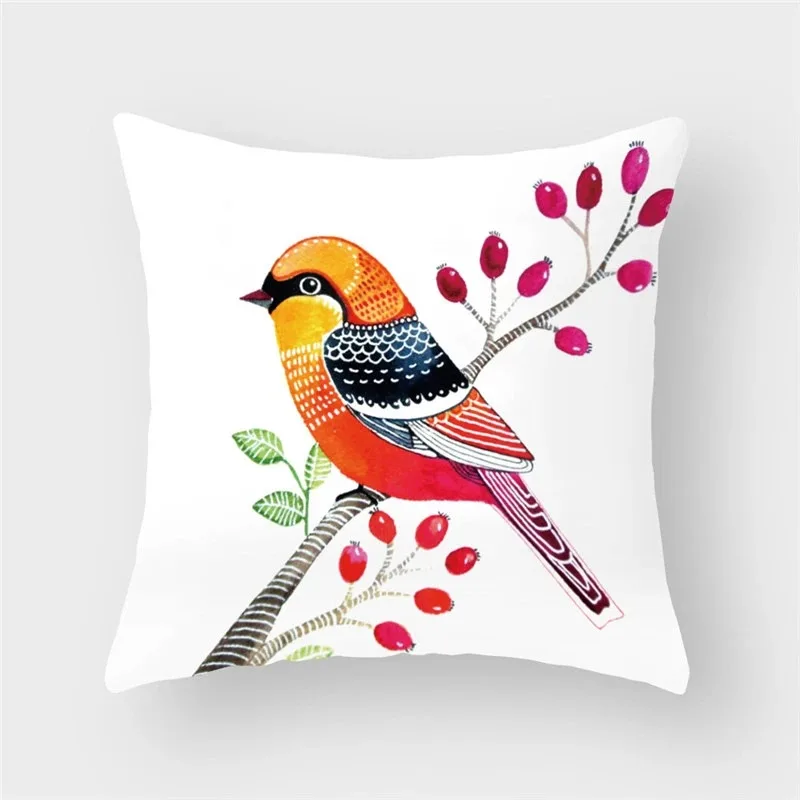 45x45cm bird watercolor print pillow case living room sofa cushion cover bedroom room dormitory bedside home decoration