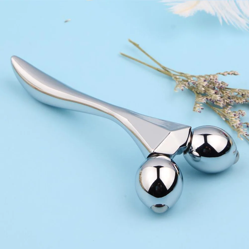 أسطوانة تدليك الوجه من سبائك الفضة المحمولة المضادة للشيخوخة أداة العناية بالبشرة لتخفيف الوجه والعين والتعب والتورم في السفر المنزلي