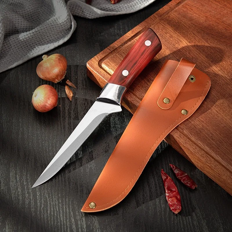 Coltello da cucina per disossare Coltello per sbucciare frutta in acciaio inossidabile Taglio carne di maiale Manzo Pecora Pesce Mannaia da