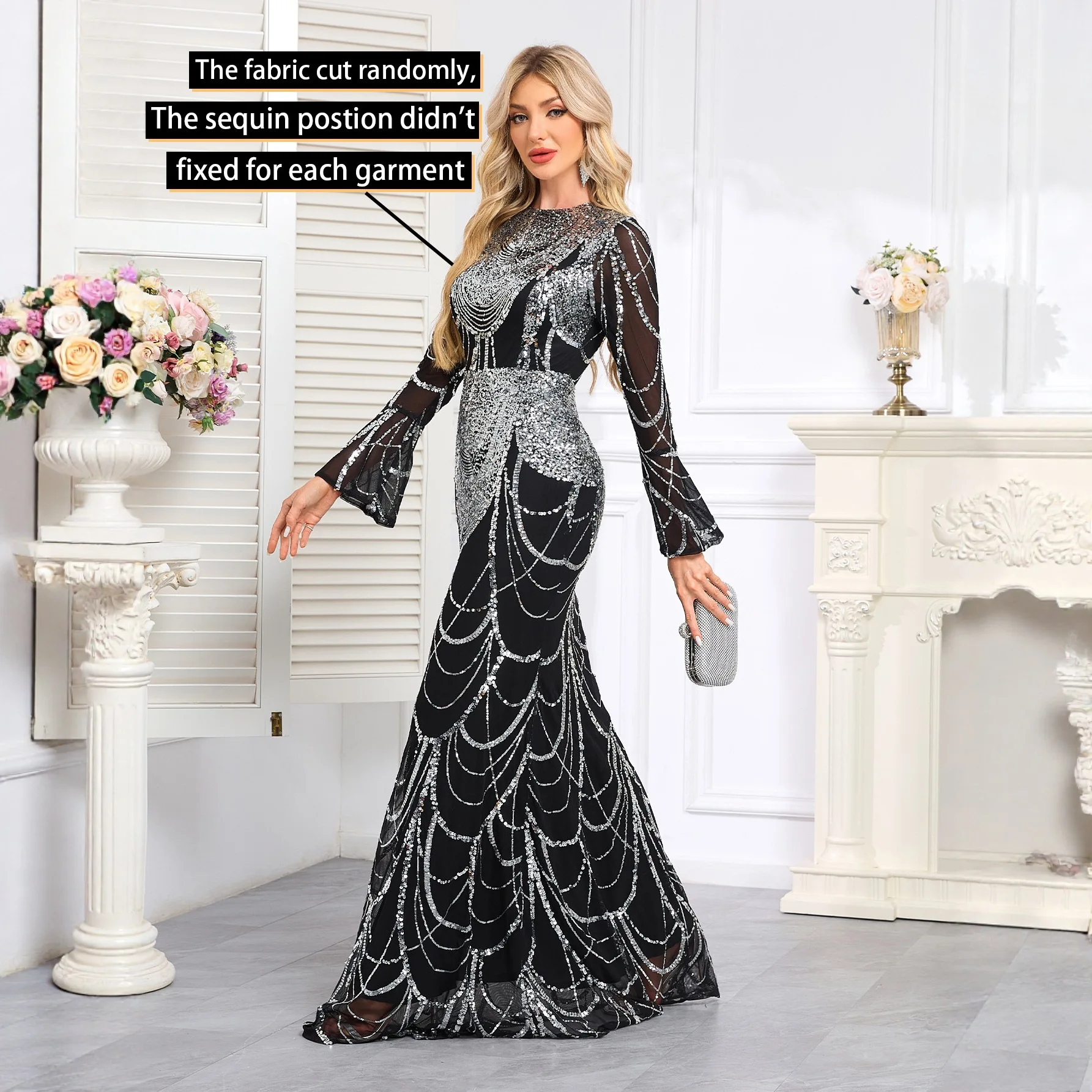 

Ele Long Sve Вечернее платье с блестками, облегающее вечернее платье, колье с высокой талией, лето 2022, китайский производитель