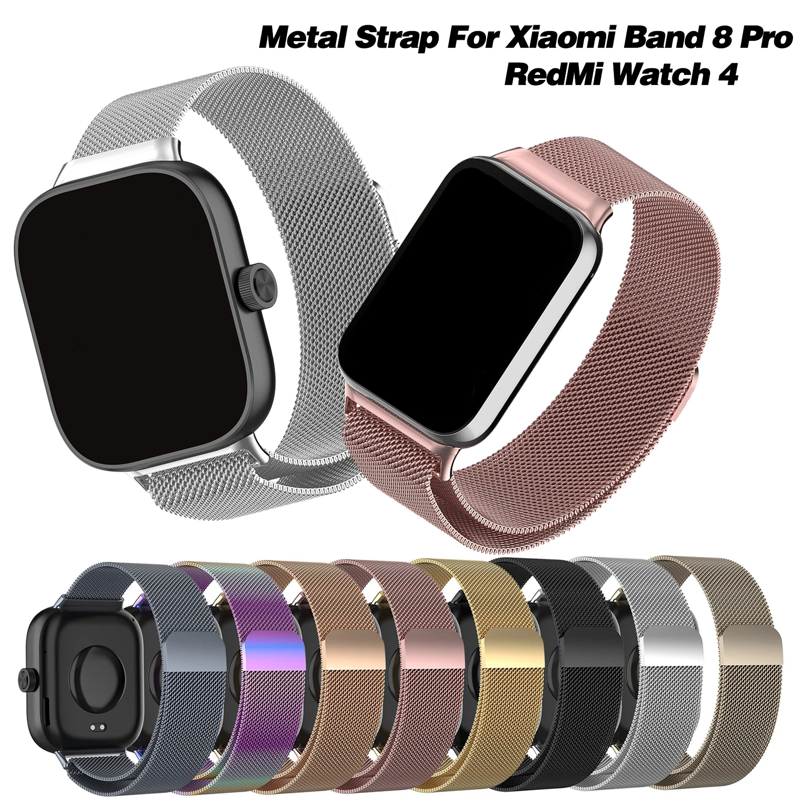 Metal Strap For Xiaomi Mi Band 8 Pro Milan Magnetic Samrt Wristband Stainless Steel Replacement Bracelet For RedMi Watch 4 Strap